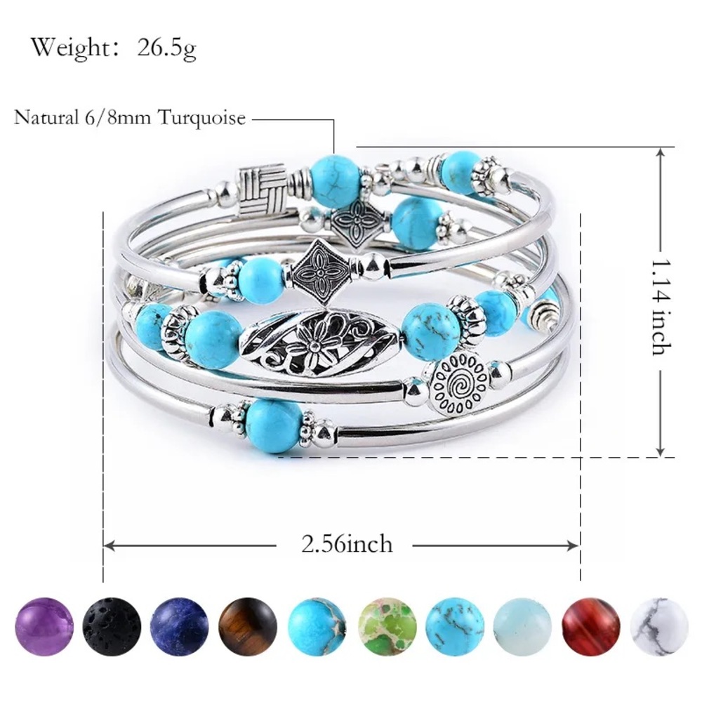 Bali Style - Beaded Coil Wrap Bracelet - Turquoise - Picture 4 of 4